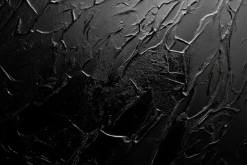 Abstract Black Impasto Texture: Deeply Textured Monochrome Background