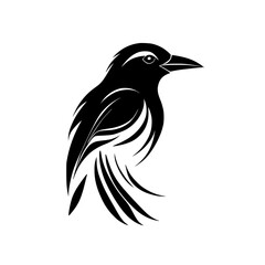Elegant Black Bird Silhouette: Wildlife Vector Graphic