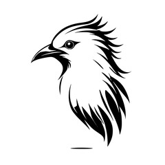 Elegant Bird Profile: Black and White Vector Illustration.  Stylish animal graphic design, perfect for nature-themed projects, logos, and more.