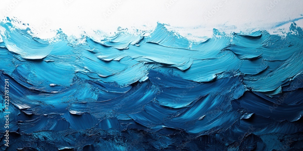 Poster dynamic abstract composition with bold turquoise brush strokes on white background minimalist design