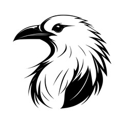 Fototapeta premium Majestic Eagle Head: Black and White Vector Illustration of a Bird of Prey. Perfect for nature lovers and graphic designers seeking a powerful, symbolic image.