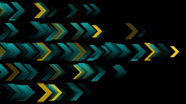 Technology abstract background with blue orange arrows. Seamless looping geometric motion design. Video animation Ultra HD 4K 3840x2160
