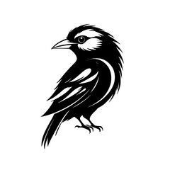 Black and White Bird Silhouette: Elegant Minimalist Vector Graphic