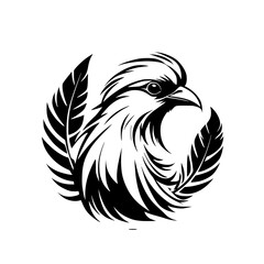 Majestic Eagle with Feathers: A Black and White Vector Illustration. Perfect for logo design, wildlife art, and nature-themed projects.