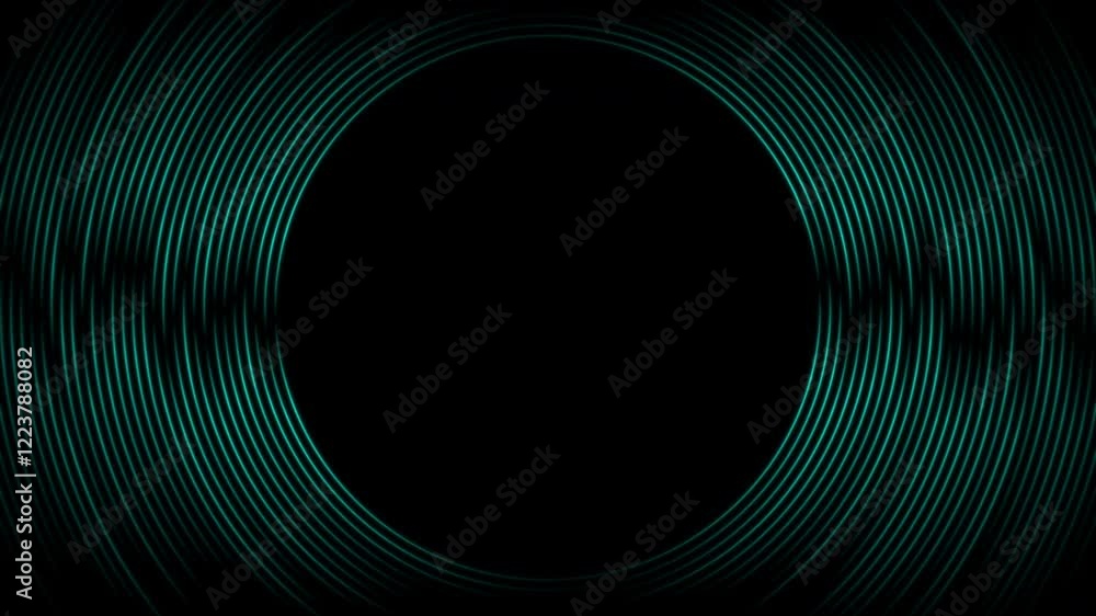 Poster blue shiny glowing circular lines abstract futuristic tech background. seamless looping minimal geom