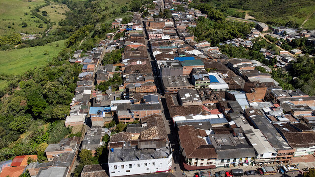 Frontino, Antioquia - Colombia. January 19, 2025. Aerial view with drone, it is one of the 125 municipalities of the department.