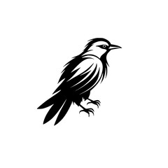 Black Bird Silhouette: Elegant Vector Graphic Design.  Perfect for nature lovers, wildlife enthusiasts, and design projects needing a touch of minimalist style.