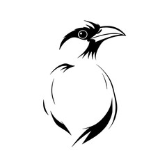 Elegant Bird Silhouette: Monochrome Avian Art Print.  A stylish and minimalist vector illustration of a bird, perfect for nature lovers and graphic design enthusiasts.