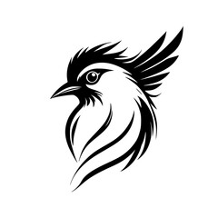 Obraz premium Elegant Bird Silhouette: Black and White Avian Vector Art. Perfect for logos, graphics, and nature-themed designs.