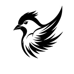 Majestic Bird in Flight: A Black and White Vector Illustration. Perfect for logo design, wildlife art, and nature-themed projects.