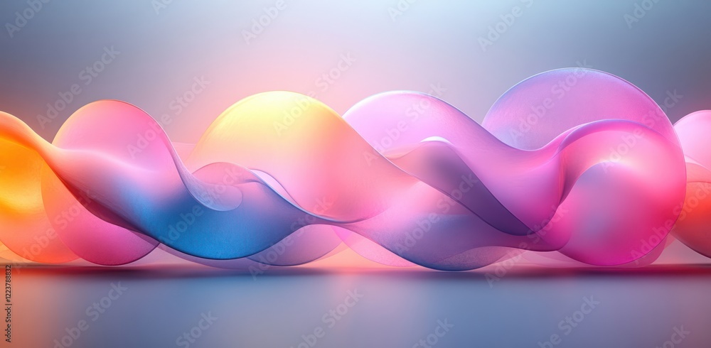 Poster abstract soft pastel gradient circle composition with ethereal light and geometric shapes