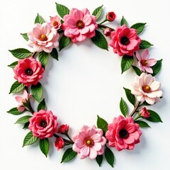 Fototapeta premium Beautiful floral wreath with ribbons , lace, wedding decor, flowers