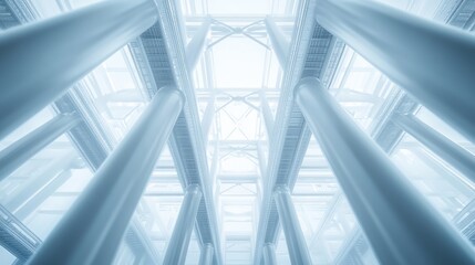 Abstract Image Of White Columns And Beams Forming A Geometric Structure