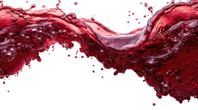 Red Wine Splash: A vibrant, dynamic splash of red wine, captured in mid-air, showcasing its rich color and texture. The liquid swirls and cascades in an elegant, sensual motion.