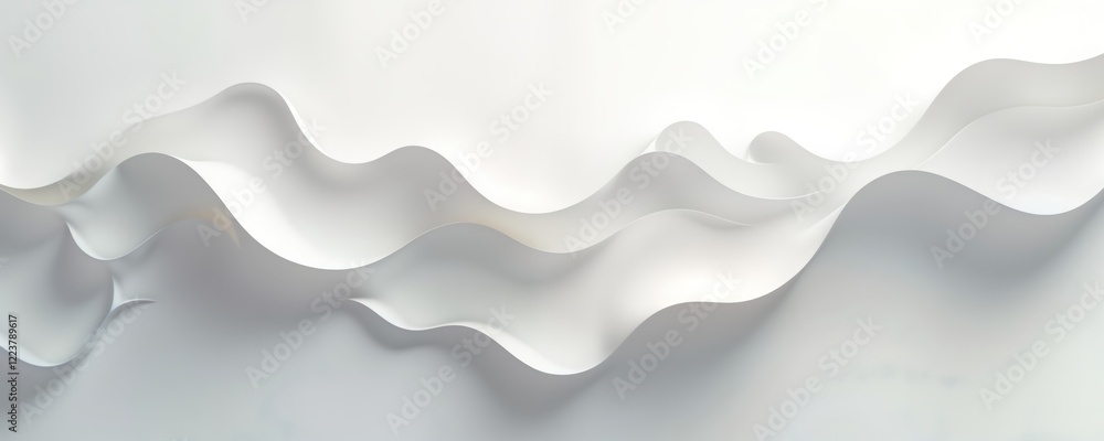 Poster abstract illustration of flowing white wavy lines on a white background. elegant smooth design with 