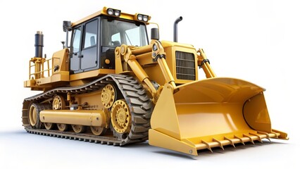 Fototapeta premium Yellow Bulldozer on White Background
