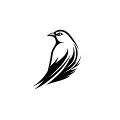 Elegant Bird Silhouette: Minimalist Vector Design. Perfect for logo, symbol, or wildlife-themed art projects.  A stylish monochrome illustration of a bird in flight.
