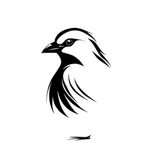 Elegant Sparrow Bird: Minimalist Black and White Vector Graphic Design