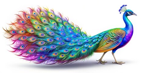 Vibrant Peacock with Expanded Tail Feathers
