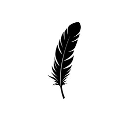 Obraz premium Elegant Black Feather Quill Pen Icon: Simple, Minimalist Vector Graphic Design, Perfect for Writing, Symbol, Logo, and Vintage Style Illustrations.