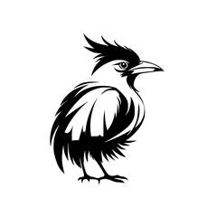 Elegant Monochrome Bird Illustration: A Stylized Avian Vector Graphic