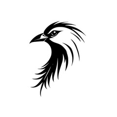 Majestic Bird Profile: Elegant Black and White Avian Vector Illustration