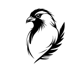 Fototapeta premium Elegant Sparrow Bird with Feather: Black and White Vector Graphic Design