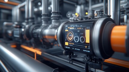 A close-up of SCADA software displaying system analytics and predictive maintenance alerts.