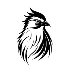 Obraz premium Majestic Bird Silhouette: Elegant Black and White Avian Vector Art. Perfect for nature lovers and design enthusiasts.
