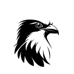 Majestic Eagle Head Profile: Black and White Bird Vector Graphic