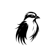 Elegant Bird Silhouette: Vector Graphic Design.  A stylish black and white illustration of a bird, perfect for nature lovers and design projects.