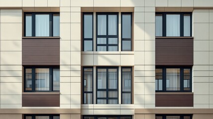 Fototapeta premium Modern apartment building exterior with large windows