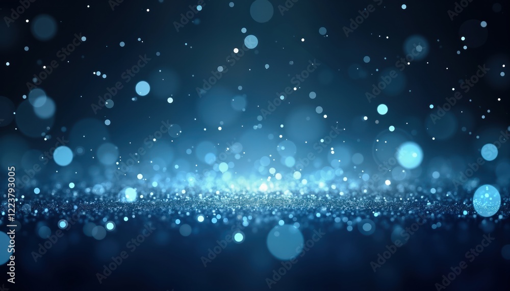 Poster abstract background with bright glowing blue bokeh, light effects. stylish design for celebration fe