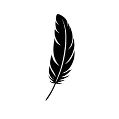 Black Feather Silhouette: Elegant Nature Graphic Design. Simple, Minimalist Vector Illustration, Isolated on White Background.