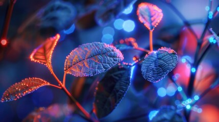 Abstract illustration of plant biotechnology Genome-engineered, vitamin-rich leaf seedlings