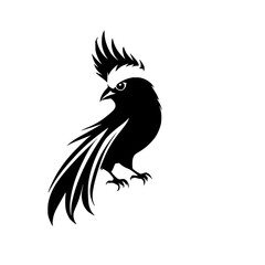 Obraz premium Majestic Black Bird Silhouette: Elegant Avian Vector Graphic