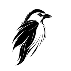 Elegant Bird Silhouette: Black and White Avian Vector Art. Perfect for nature lovers and graphic designers seeking a minimalist, stylized bird illustration.