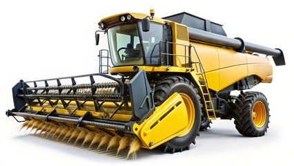Obraz premium Yellow Combine Harvester on White Background