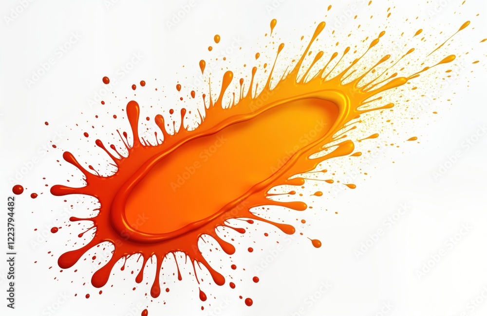 Leinwandbilder orange paint splash illustration shows dynamic fluid motion. creative burst of liquid color on white