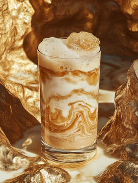 Smooth swirls of milk and bubbles create a stunning pilk beverage