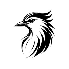 Fototapeta premium Elegant Bird Silhouette: Monochrome Avian Vector Graphic, Perfect for Logo or Design