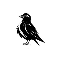 Majestic Blackbird Silhouette: A Stunning Vector Illustration of a Bird in Nature