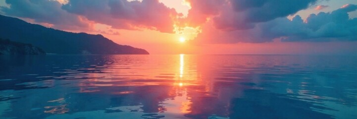 Naklejka premium Gentle blue glow of sunset on water, gentle, glow, serene