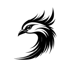 Elegant Bird Profile: Abstract Black and White Avian Vector Graphic. Perfect for logo design, minimalist art, and nature-inspired projects.