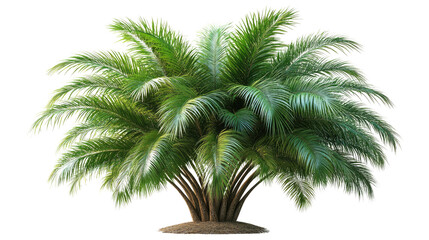 Obraz premium Tropical Paradise: A vibrant green palm tree, with its characteristic fronds, stands proudly, evoking images of tropical paradises, ready to add a touch of exotic beauty to your design project.