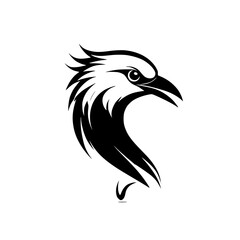Majestic Crow Profile: A Black and White Vector Bird Illustration