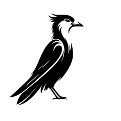 Majestic Black Bird Silhouette: Elegant Vector Graphic Design. Perfect for nature lovers, wildlife enthusiasts, and stylish home decor. Download this stunning avian artwork now!