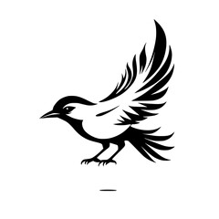 Elegant Black and White Bird Silhouette in Flight: A Stunning Vector Graphic