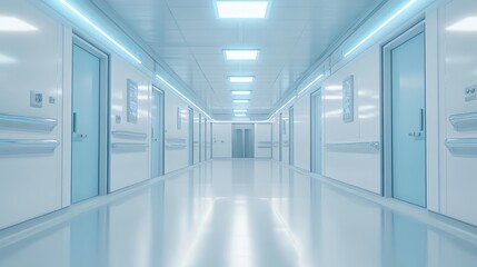 Sterile Hospital Corridor Modern Medical Facility Design