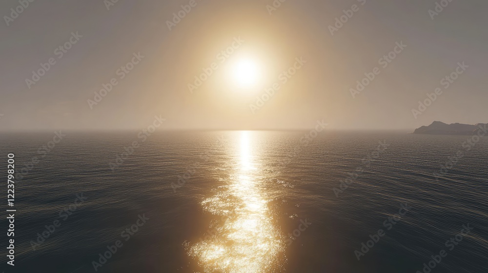 Poster sunlight hitting the ocean's surface, creating a shimmering reflection in the water.